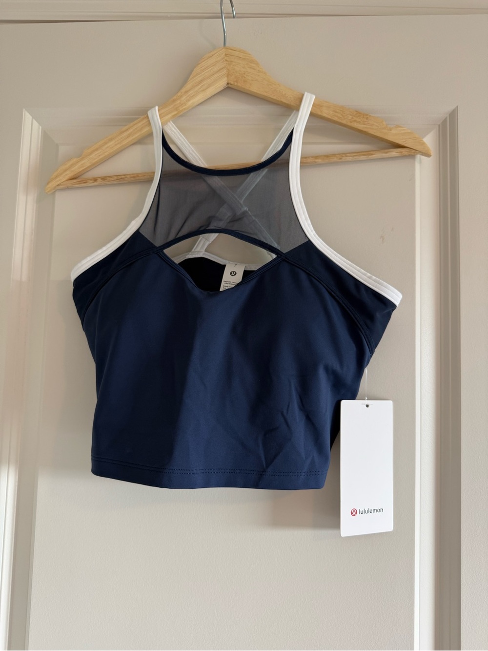 NWT Lululemon Size Small Ace Advantage Mesh Tennis Tank Built In Bra CLBL WHT